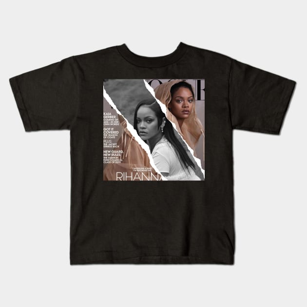 RIHANNA COLLAGE ART Kids T-Shirt by nurkaymazdesing